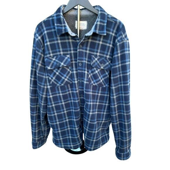 Boston Traders Heavy Weight XXL Blue Plaid Fleece Lined Flannel Shirt Work Shirt - Picture 1 of 12